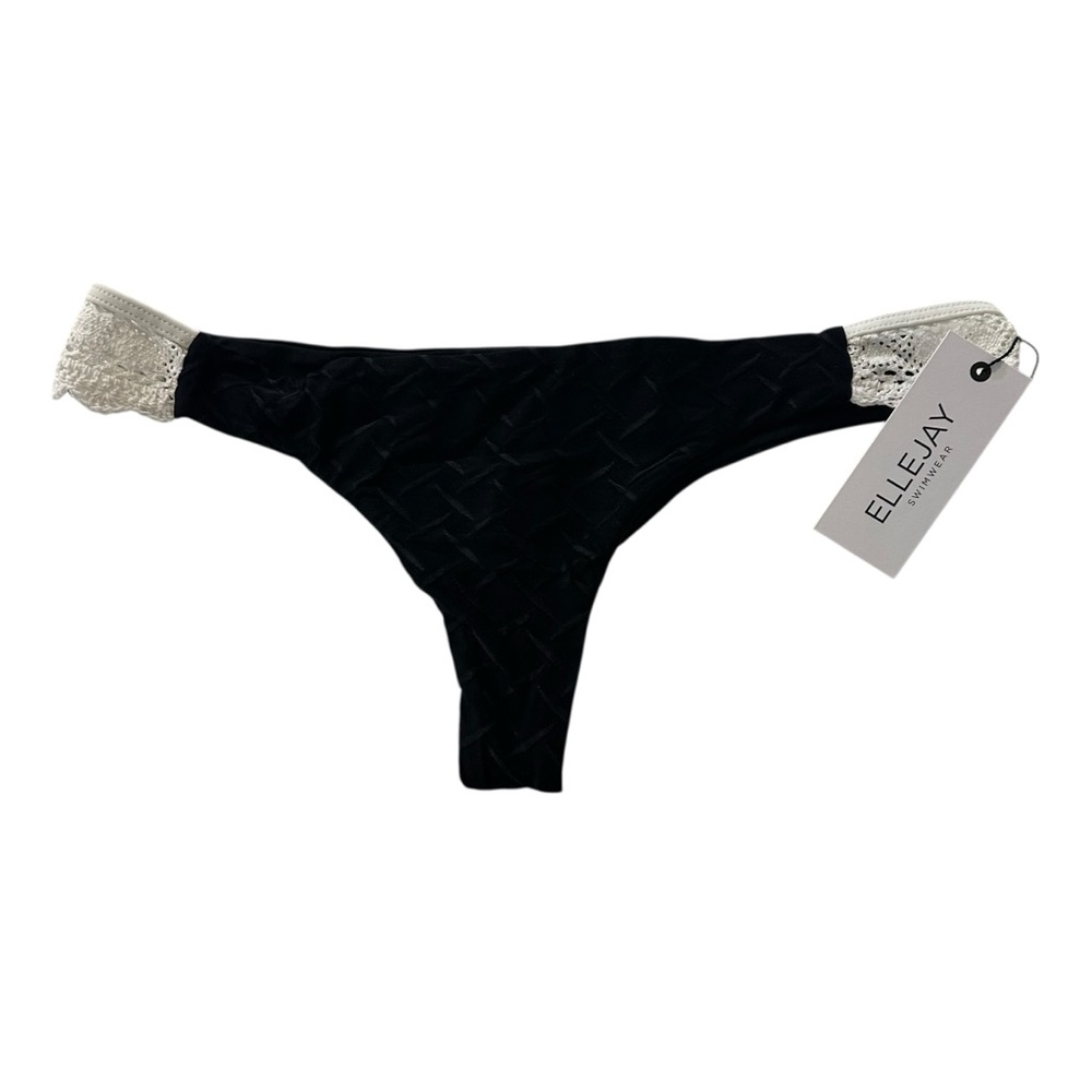 Ellejay Black and White Lace Pula Bikini Bottom L - Picture 3 of 9